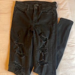 Black ripped American eagle jeans